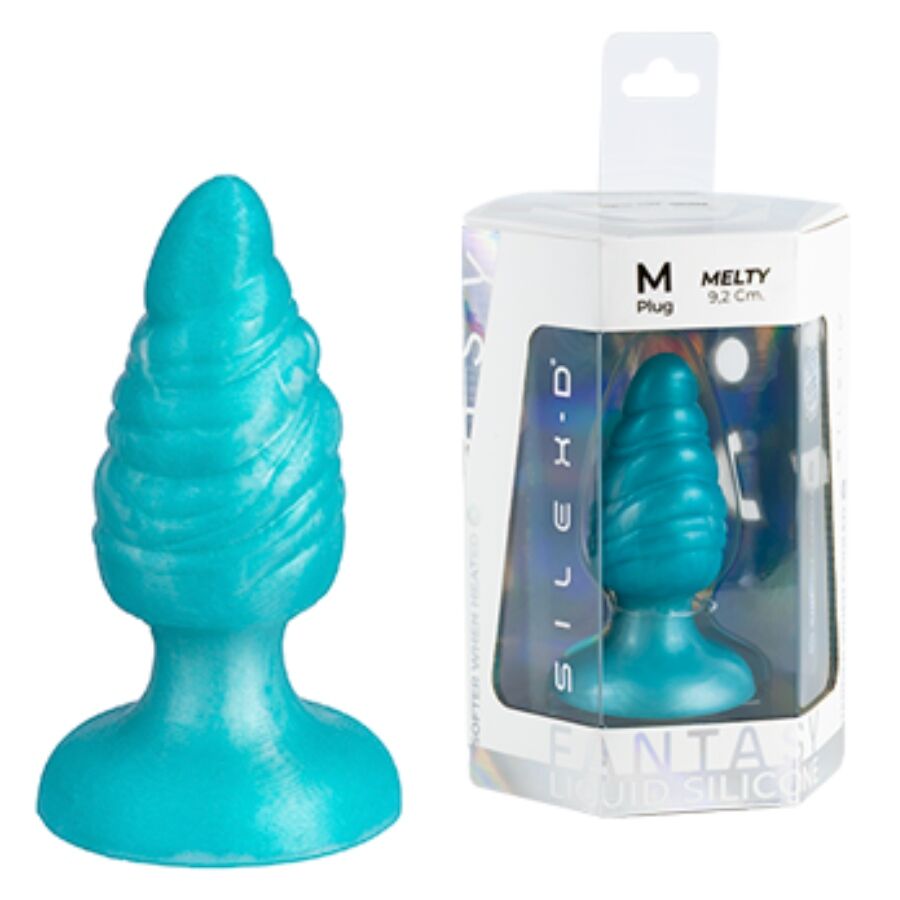 SILEXD Melty, plug anal en silicone thermoréactif, bleu ciel, 9,2 cm