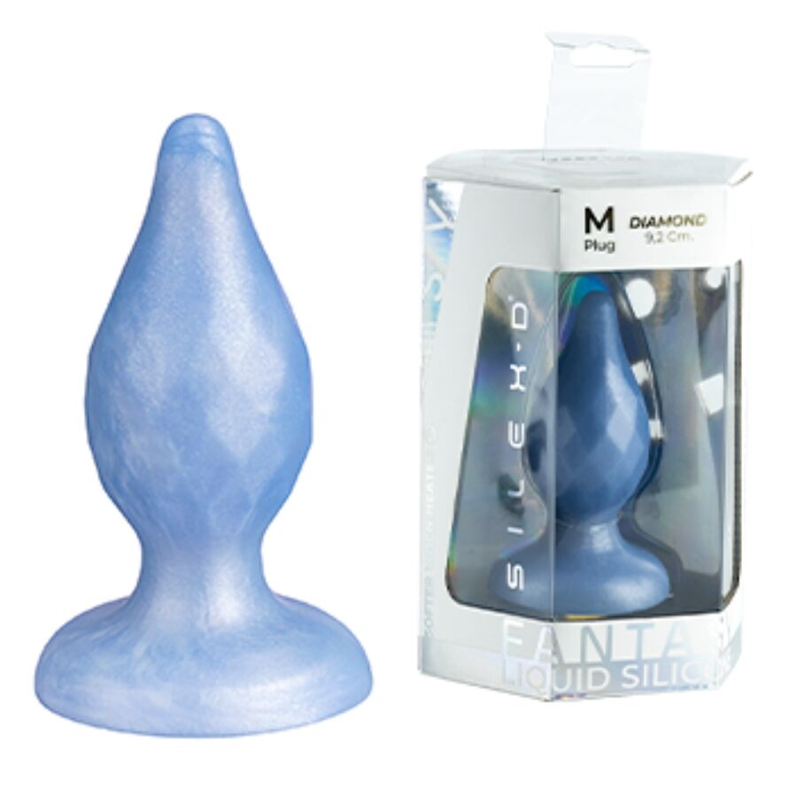 Silexd Plug Anal Diamond En Silicone Liquide Fantasie, Thermoréactif, Bleu Nacré, 9,2 Cm