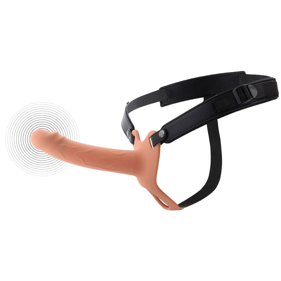 HIDDEN DESIRE INFERNO gaine pénienne vibrante avec harnais, 18 cm