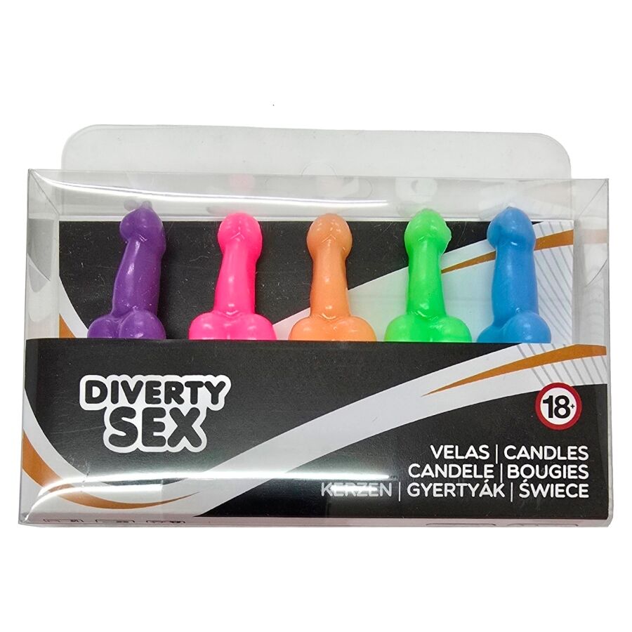 Bougies en forme de pénis DIABLO PICANTE, plusieurs couleurs