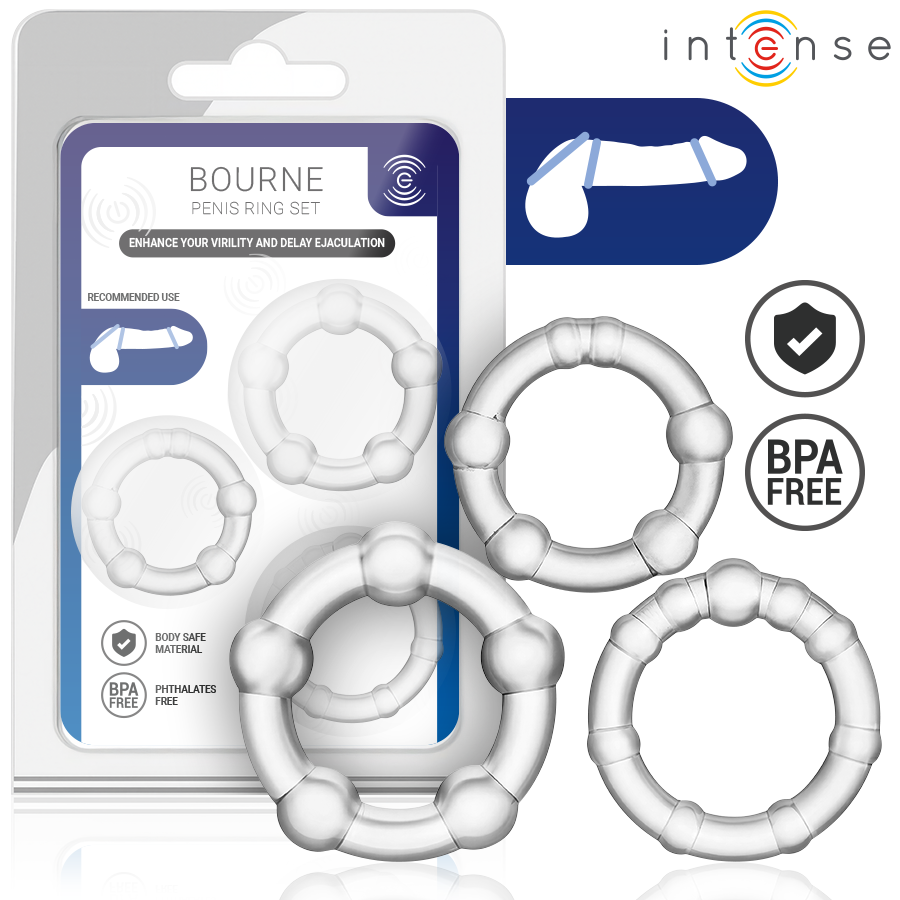Set de cockrings INTENSE FOR HIM BOURNE sans vibrations, 3 pièces