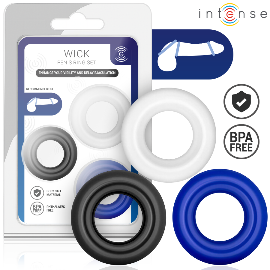 INTENSE FOR HIM Wick, anneaux péniens sans vibration, lot de 3
