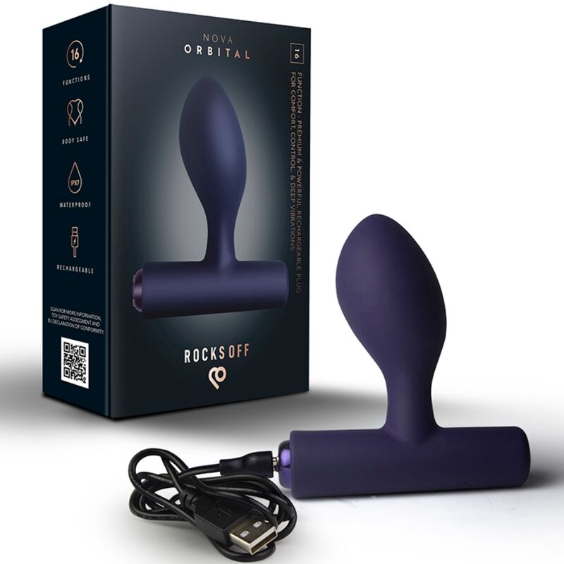 Plug anal vibrant ROCKS-OFF Nova Orbital, bleu