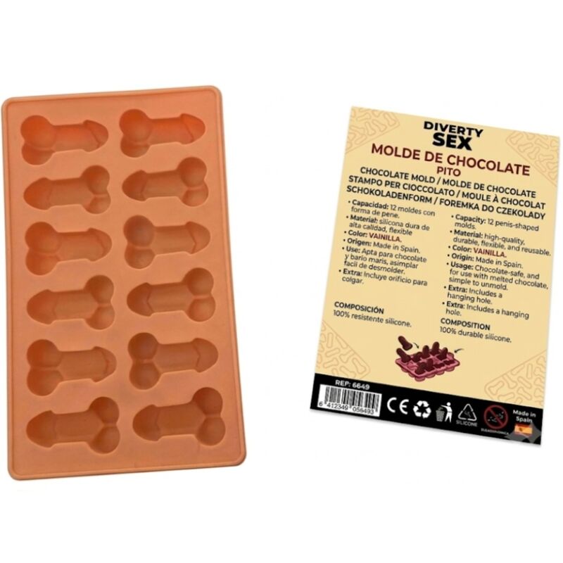 Moule à chocolat Diablo Picante avec 12 formes de pénis