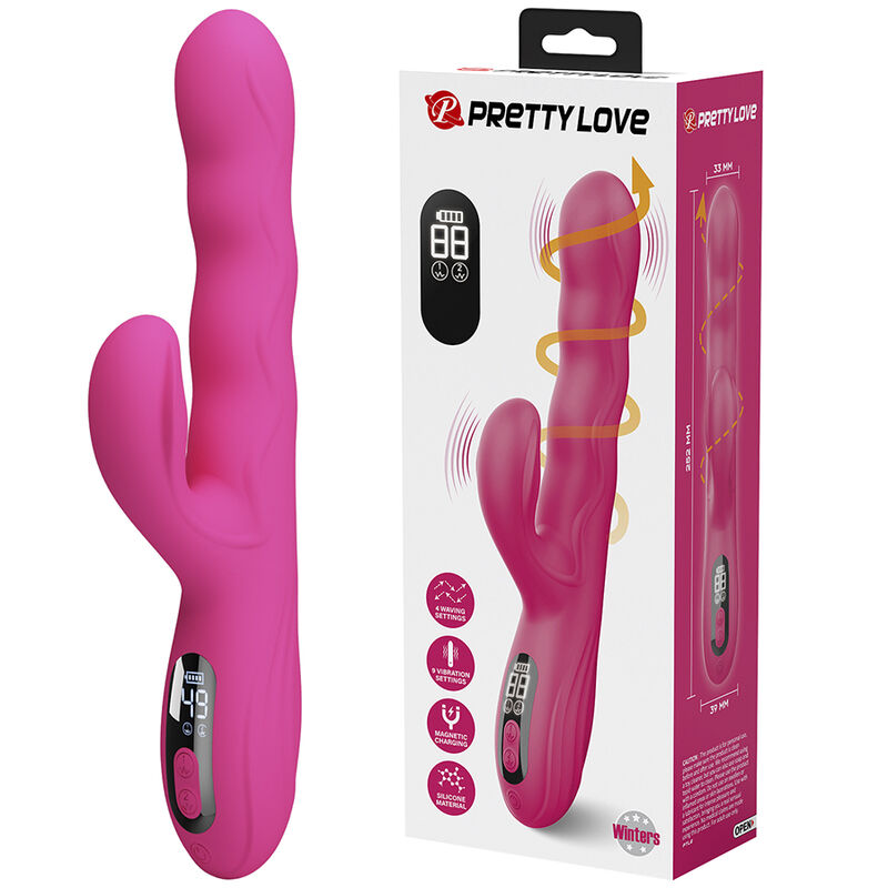 Pretty Love Winters, vibromasseur rabbit avec écran LED, rose