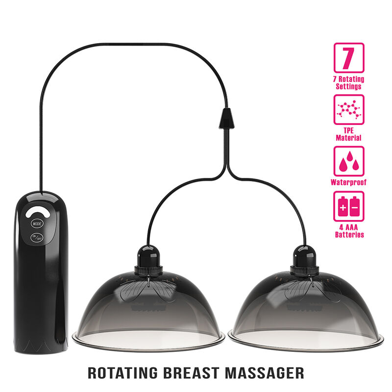 Stimulateur de tétons rotatif Pretty Love avec fonction aspiration, noir