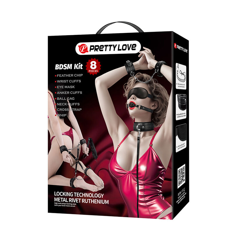 Ensemble BDSM Pretty Love avec 8 accessoires, noir