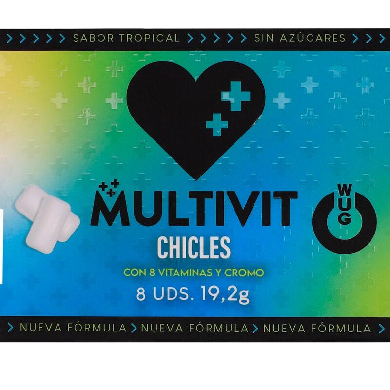 WUG GUM Multivit, chewing-gum vitaminé au goût tropical, 8 pièces