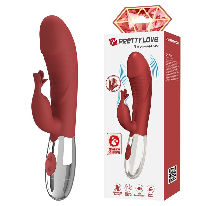 Vibromasseur rabbit Pretty Love Rosewood avec 30 fonctions