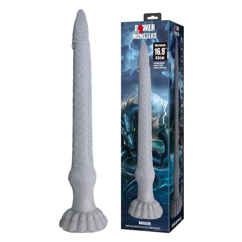 POWER MONSTERS Basilisk, gode fantasy en silicone, 43 cm