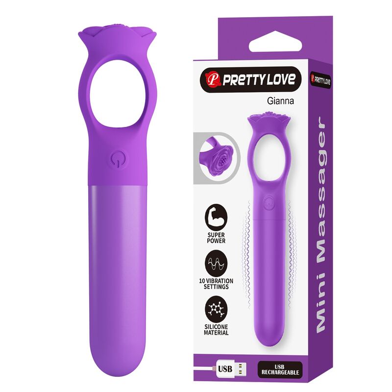 Pretty Love Giana mini vibromasseur avec anneau de maintien, violet