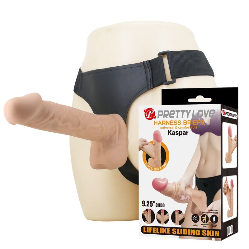 Ensemble strap-on PRETTY LOVE Kaspar avec gode flexible, 21 cm