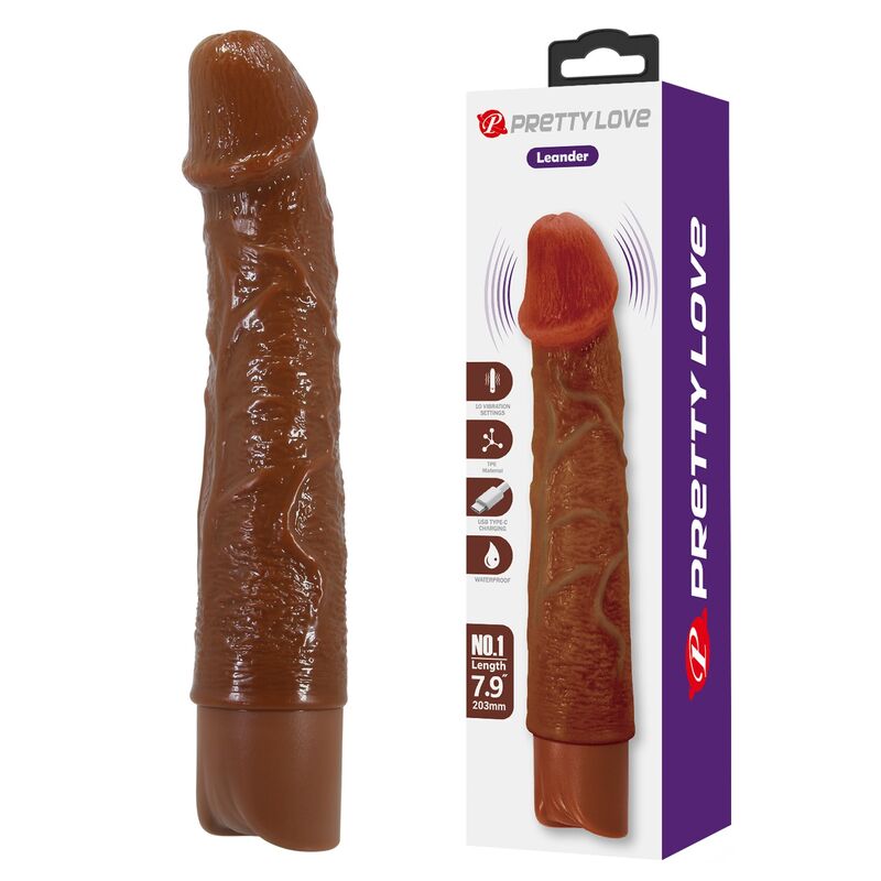Vibromasseur anal PRETTY LOVE Leonardo, 20 cm, marron