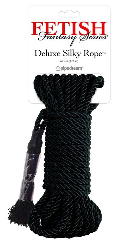 FETISH FANTASY SERIES Corde de bondage en soie synthétique, noire, 9,75 m