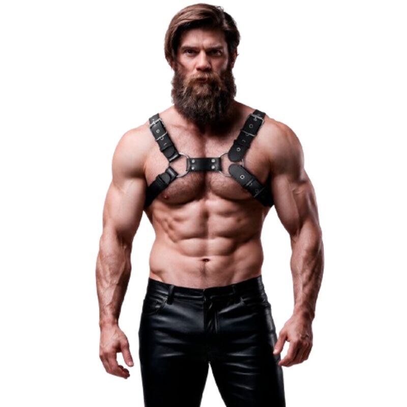 FETISH SUBMISSIVE ATTITUDE Harnais homme Bulldog en cuir vegan