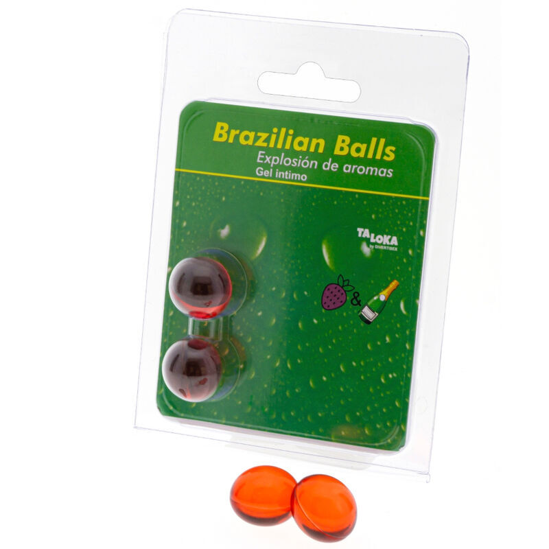Perles de lubrifiant TALOKA parfum fraise et champagne, 2 pièces