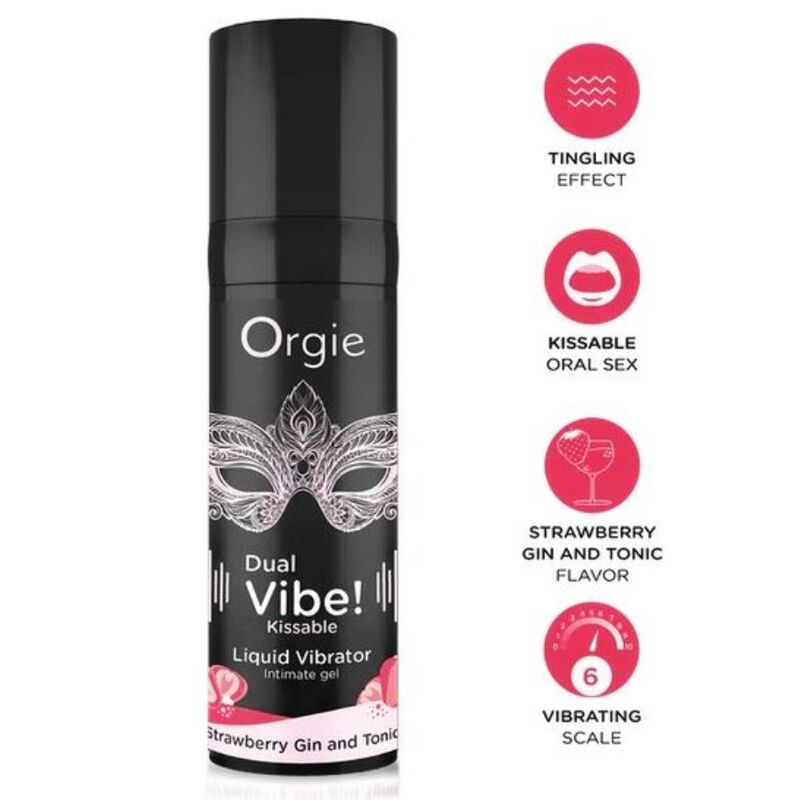 ORGIE Dual Vibe Gel stimulant à embrasser, fraise gin tonic, 15 ml