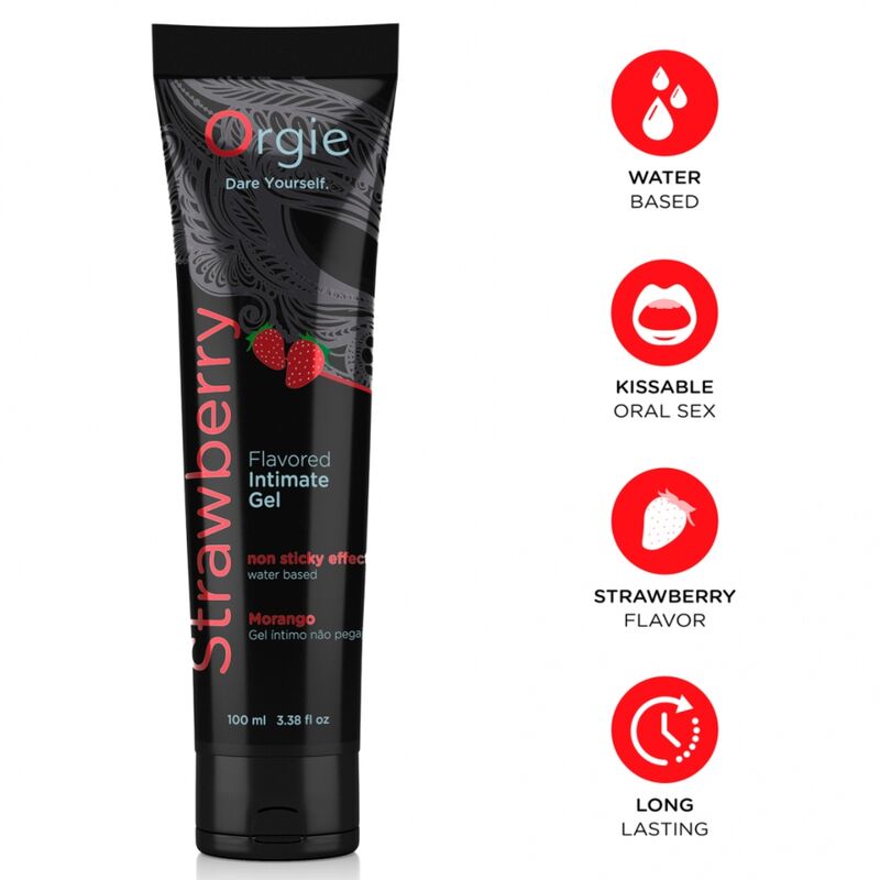 Gel lubrifiant à base d’eau ORGIE Strawberry Kissable, 100 ml