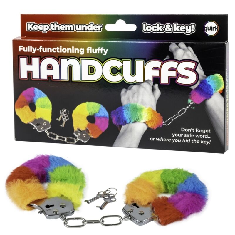 Menottes en métal avec fourrure arc en ciel pour des jeux bondage tout en douceur SPENCER FLEETWOOD