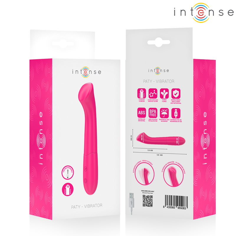 Vibromasseur INTENSE PATY rose, 19 cm, flexible
