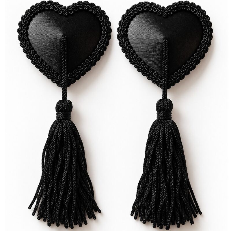 Chilirose Cr 4897 Cache Mamelons En Forme De Cœur Avec Pompons Noirs