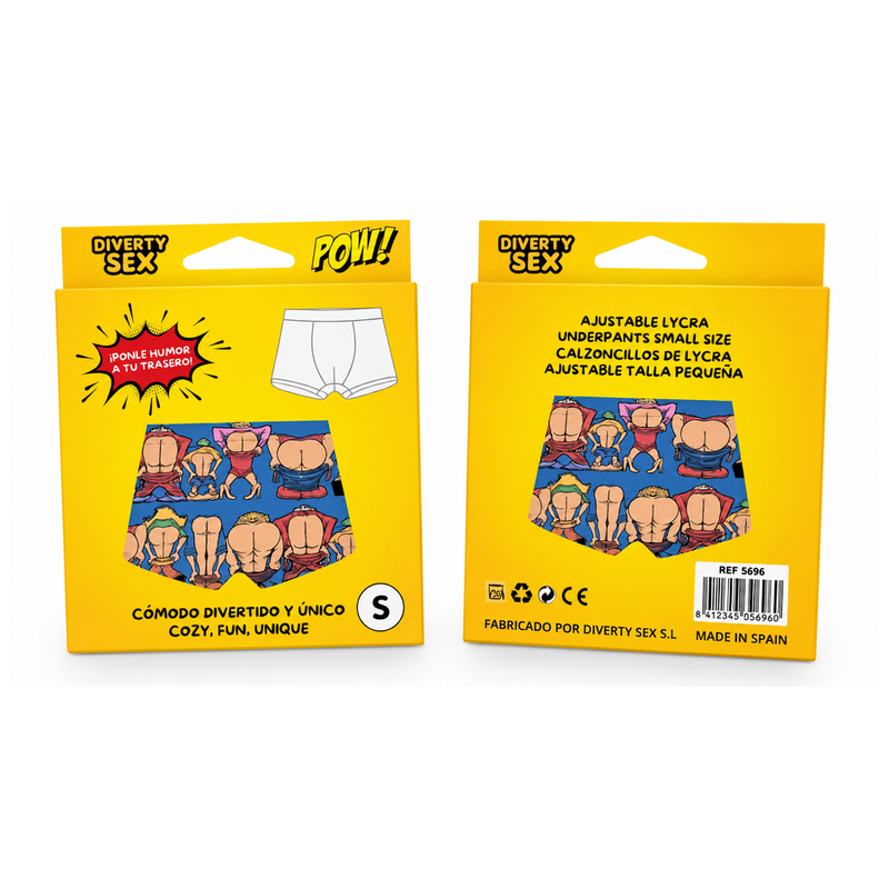 Boxer sexy DIABLO PICANTE avec imprimé fesses, taille Small