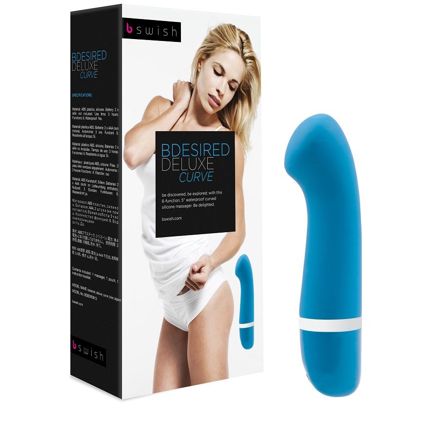 Mini vibromasseur B SWISH Bdesired Deluxe Curve, bleu lagon