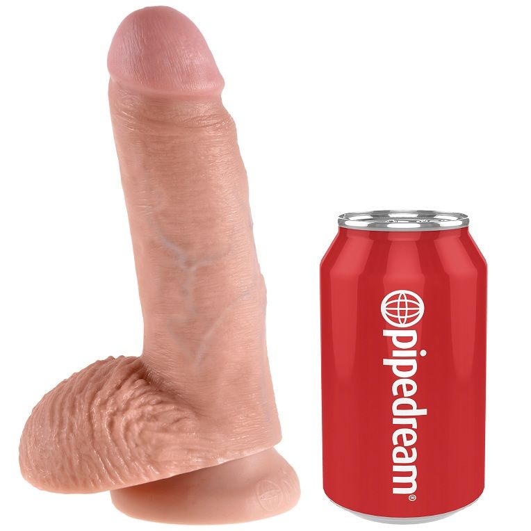 Gode KING COCK avec ventouse et testicules, 17,8 cm