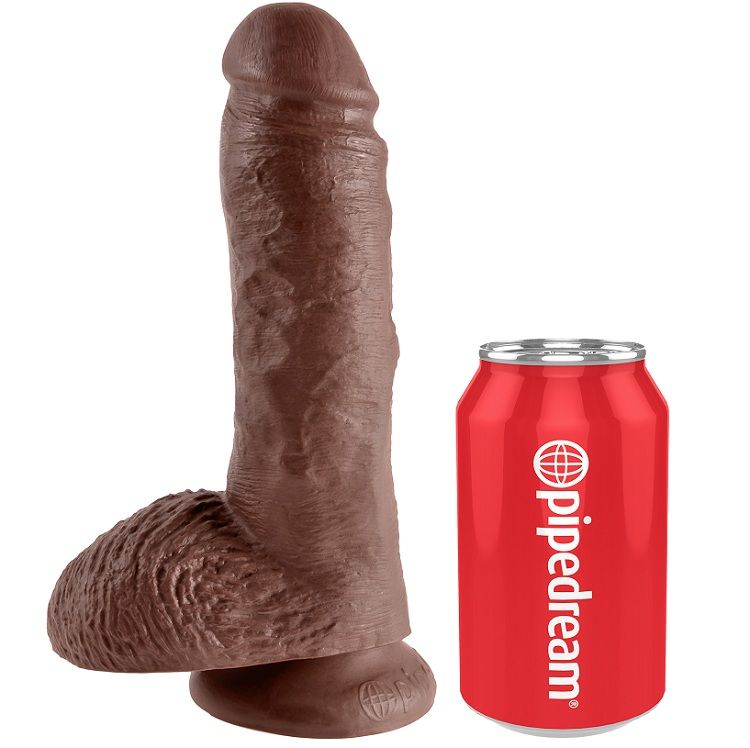 KING COCK, gode réaliste avec testicules, marron, 20,3 cm
