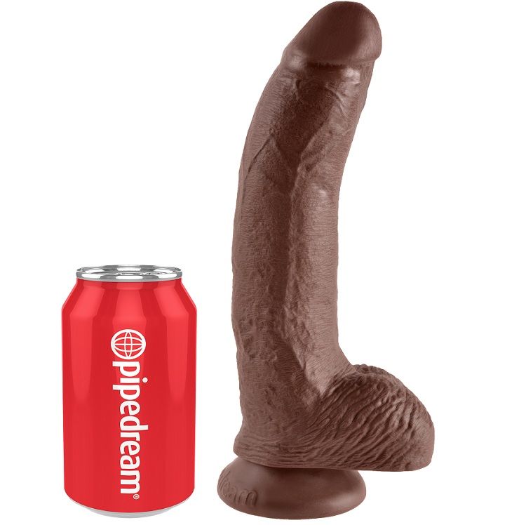 Gode KING COCK avec testicules, marron, 22,9 cm