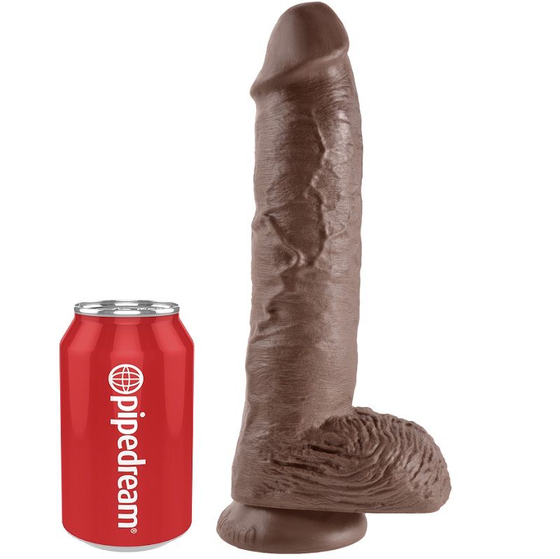 Gode KING COCK avec testicules, marron, 25,4 cm