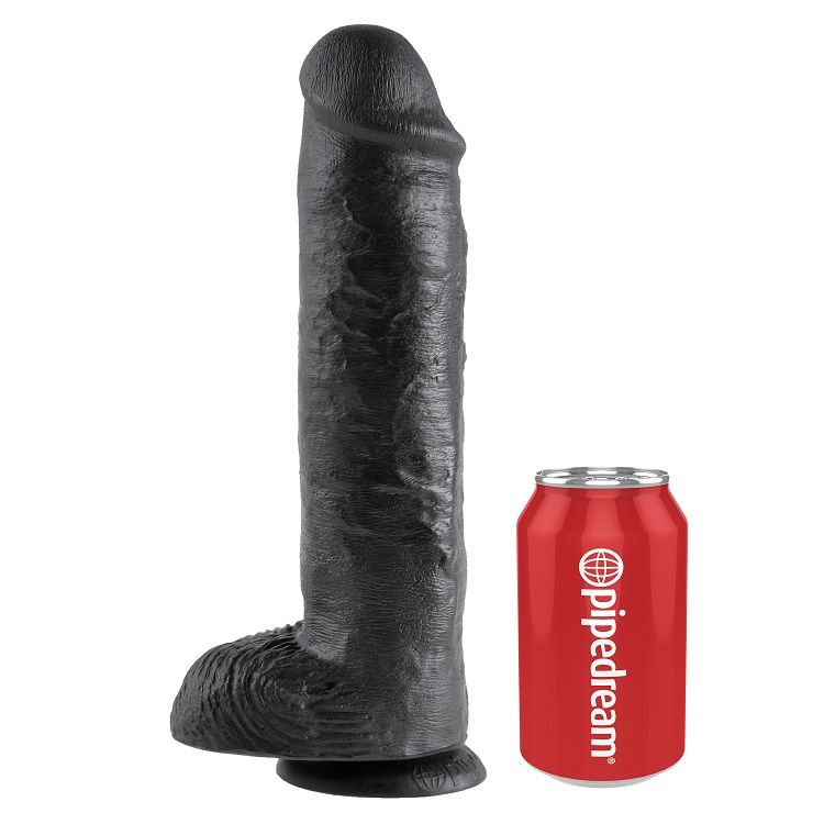 Dildo KING COCK avec testicules, noir, 28 cm