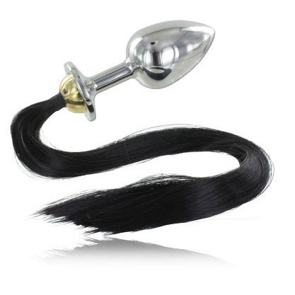 Plug anal en métal avec queue noire pour des jeux intenses METAL HARD