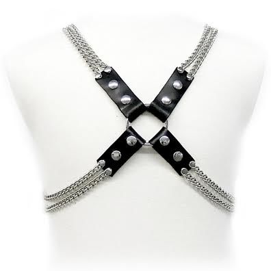 LEATHER BODY Harnais en cuir pour homme avec chaînes en métal