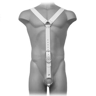 LEATHER BODY harnais homme en cuir blanc
