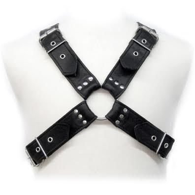 Harnais homme en cuir avec boucles réglables