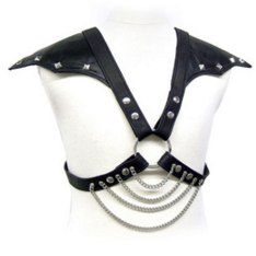 Harnais en cuir pour homme avec chaînes métalliques