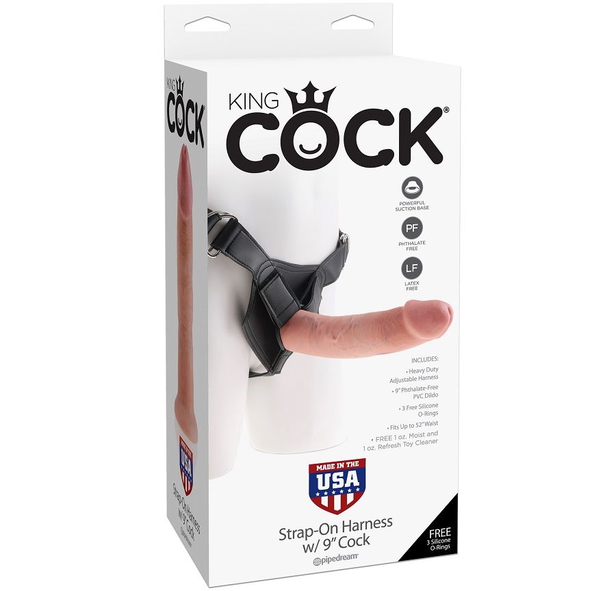 Ensemble harnais gode KING COCK, forme réaliste, 22,9 cm