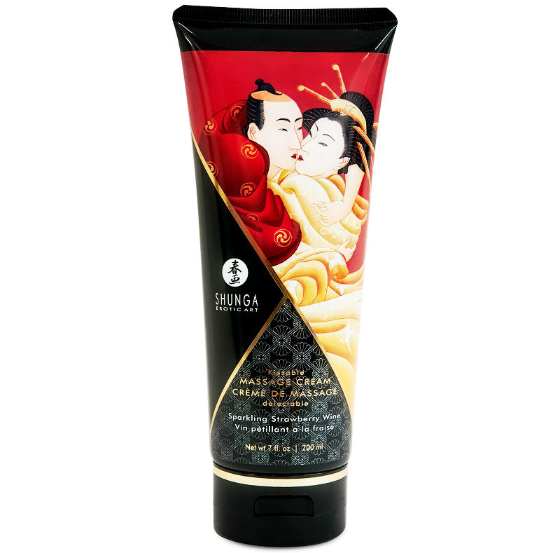 Crème de massage Shunga à la fraise et au cava, 200 ml