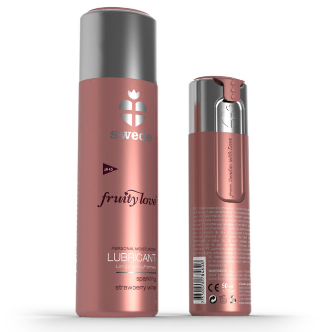 Gel lubrifiant fruité au goût de champagne fraise, à base d’eau et comestible SWEDE