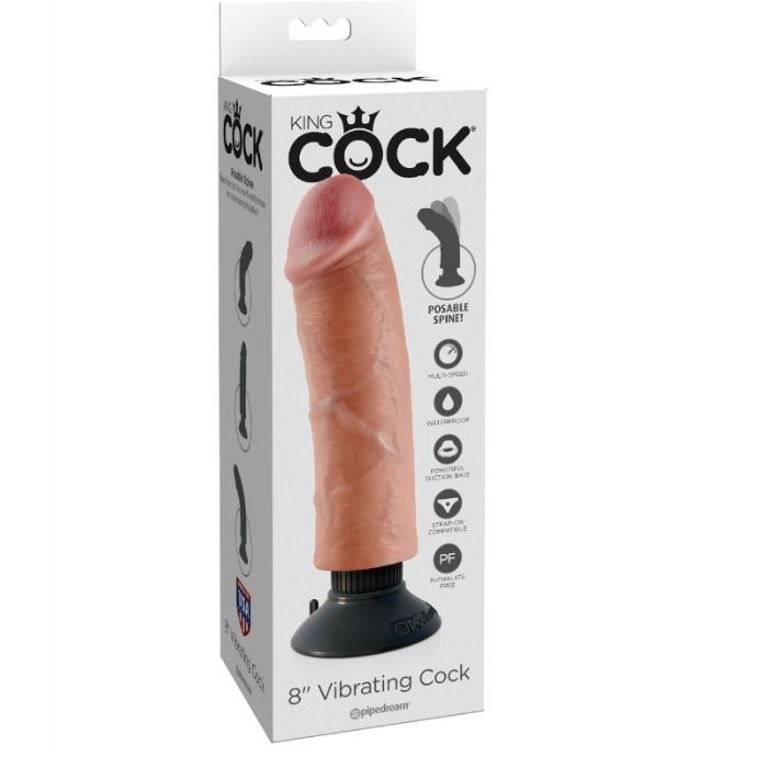 KING COCK vibromasseur réaliste, 20,32 cm, couleur chair