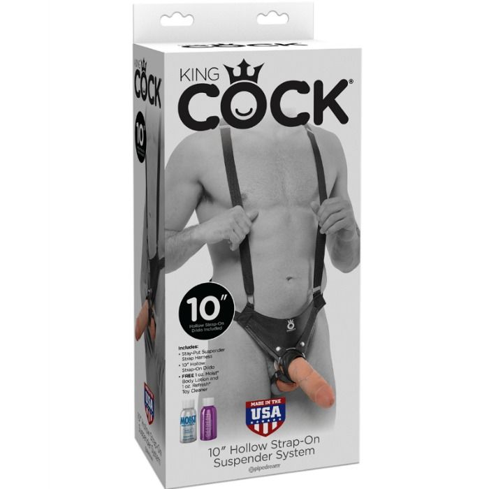 Gode ceinture KING COCK avec tige creuse et harnais noir