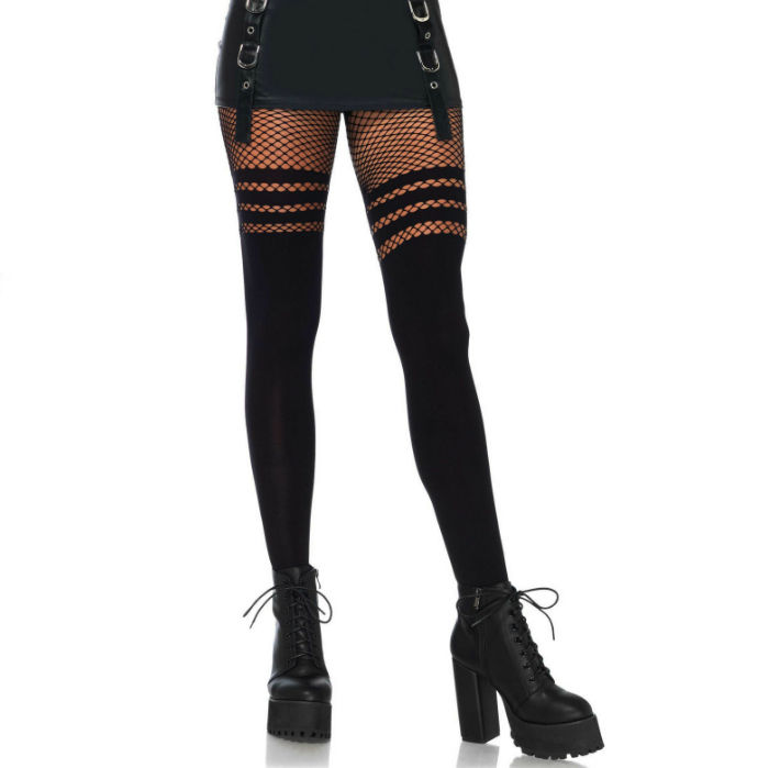 Collants sans couture Leg Avenue avec résille rayée