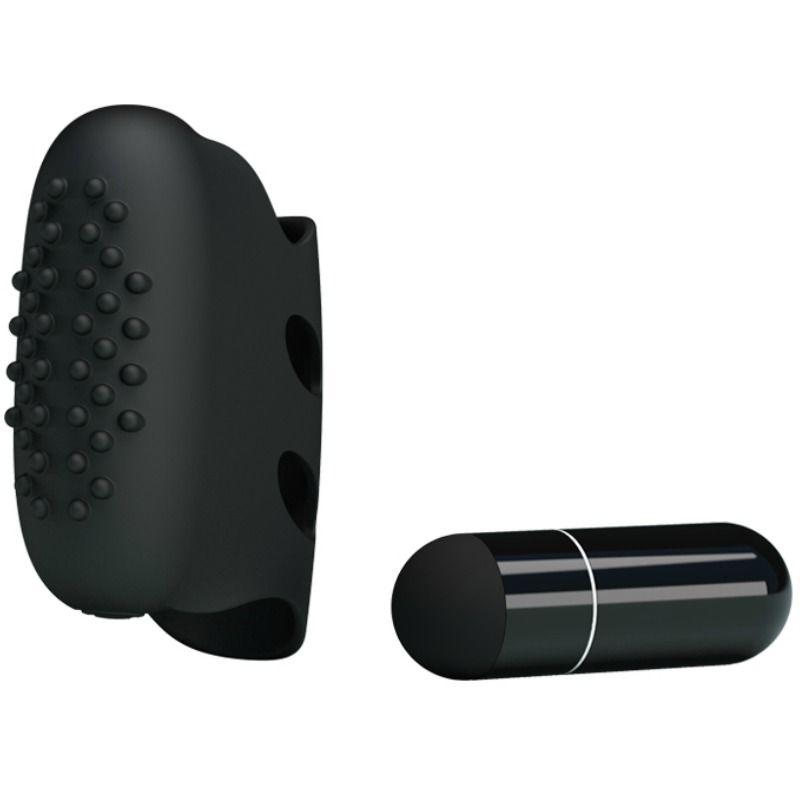 Vibromasseur pour doigt Pretty Love Flirtation texturé, noir