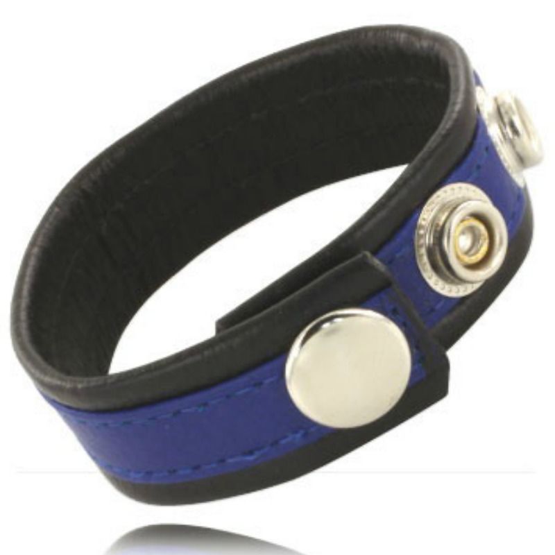 LEATHER BODY harnais pénien réglable en cuir bleu et noir