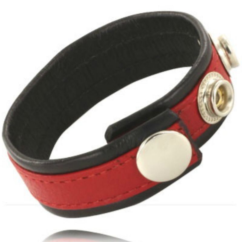 LEATHER BODY bracelet pénien réglable en cuir, rouge et noir