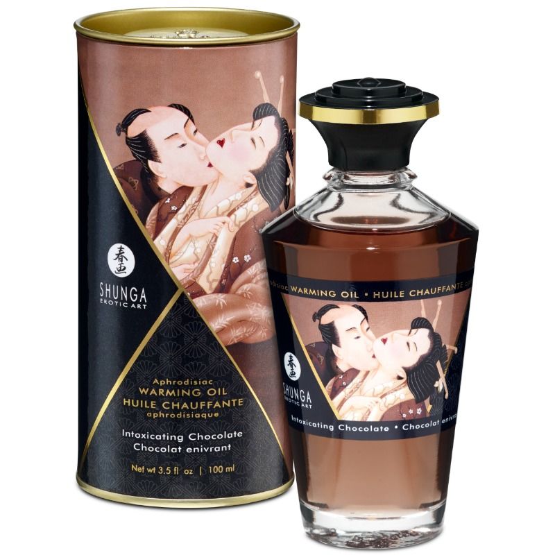 Huile de massage Shunga chauffante au chocolat, 100 ml