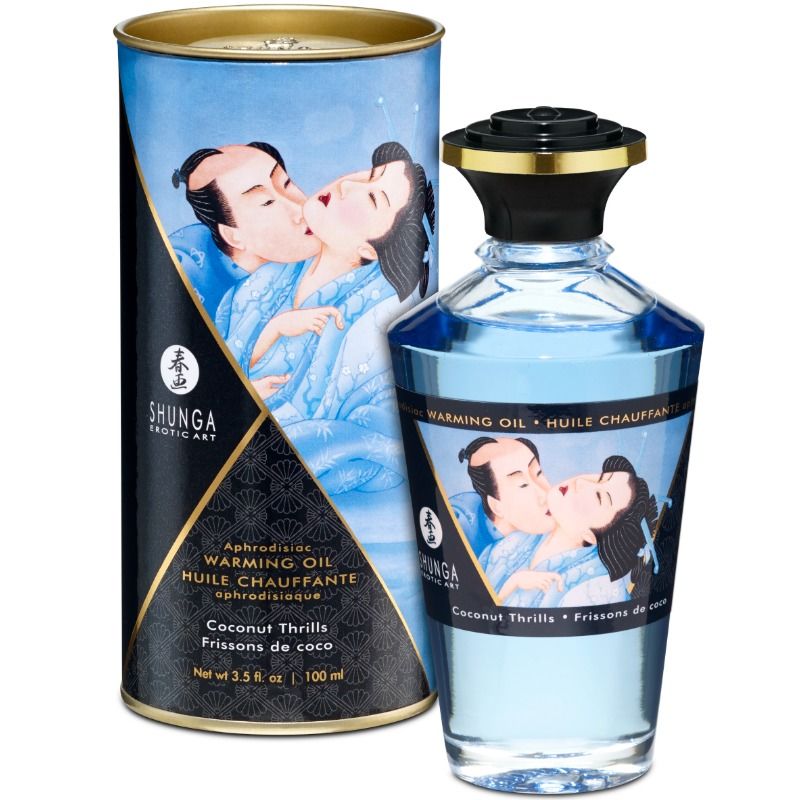 Huile de massage Shunga à la noix de coco, effet chauffant, 100 ml