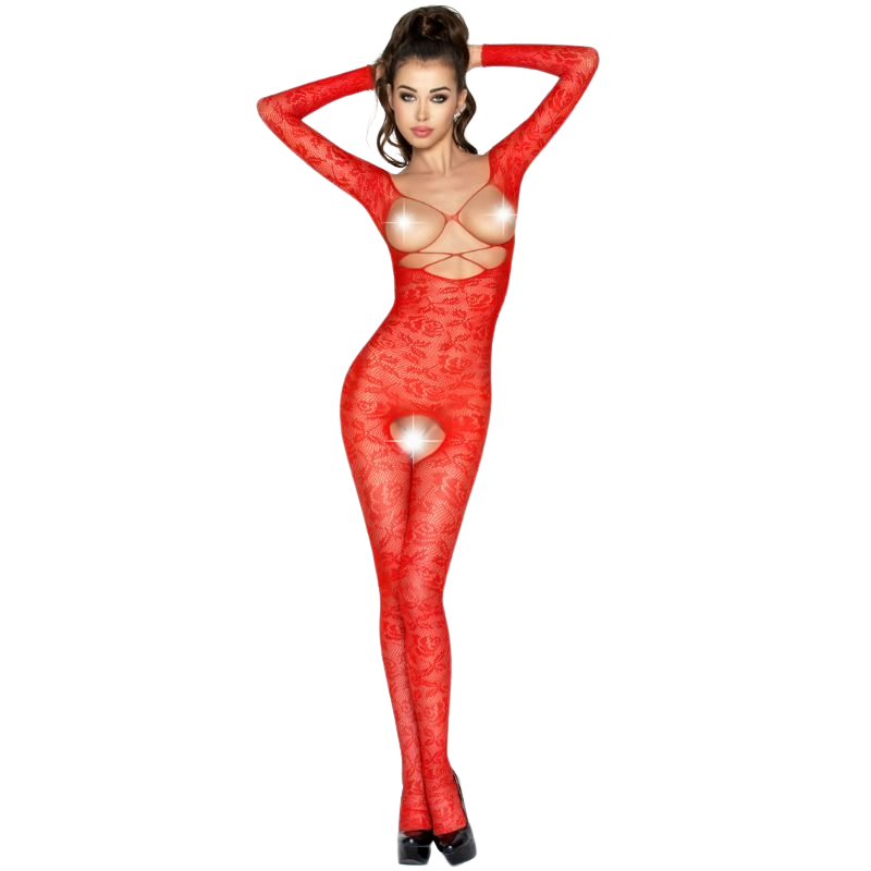 Body en résille rouge PASSION WOMAN BS031
