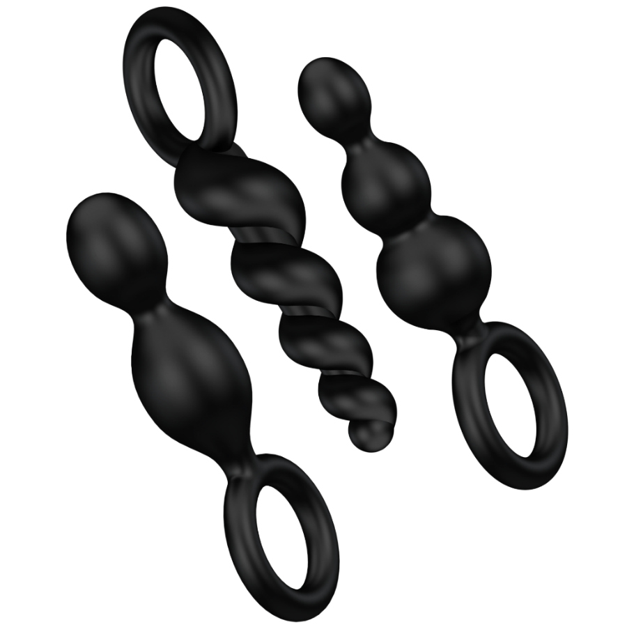 Set de plugs anaux Satisfyer, 3 pièces, silicone, noir